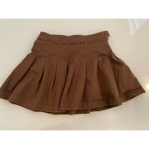 Women’s Brown Pleated Mini Skirt Size Med 26” Waist Rayon Blend